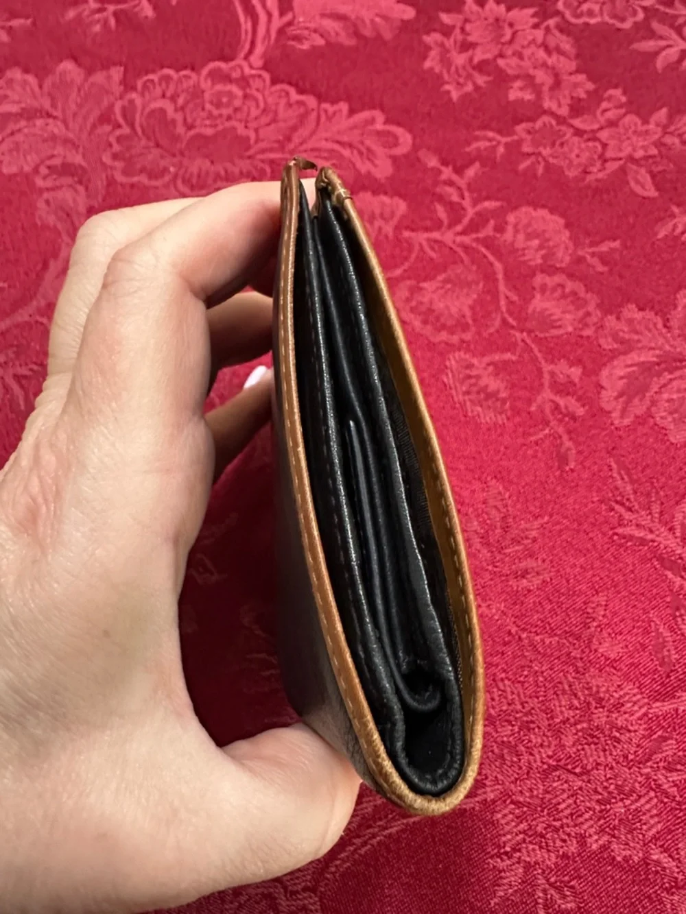 Celine Black & Brown Leather Bifold Compact Wallet W/ Snap - Picture 3 of 11